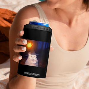 Wizard Cat 4 in 1 Can Cooler Tumbler Weird Funny Retro Halloween Orange Cat Meme TS10 Print Your Wear
