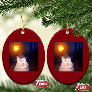 Wizard Cat Ceramic Ornament Weird Funny Retro Halloween Orange Cat Meme TS10 Print Your Wear