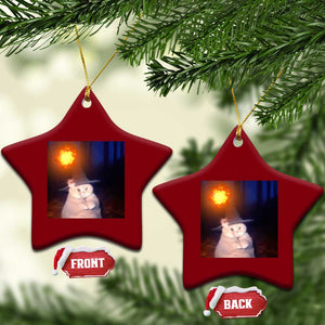 Wizard Cat Ceramic Ornament Weird Funny Retro Halloween Orange Cat Meme TS10 Print Your Wear