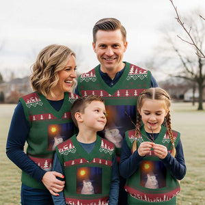 Wizard Cat V-Neck Knit Sweater Vest Weird Funny Retro Halloween Orange Cat Meme TS10 Red Green Print Your Wear