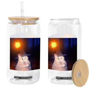 Wizard Cat Glass Can Weird Funny Retro Halloween Orange Cat Meme TS10 Print Your Wear