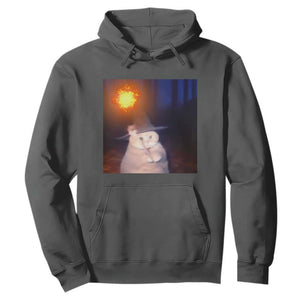 Wizard Cat Hoodie Weird Funny Retro Halloween Orange Cat Meme TS10 Dark Heather Print Your Wear
