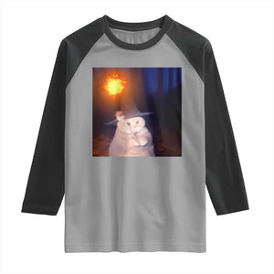 Wizard Cat Raglan Shirt Weird Funny Retro Halloween Orange Cat Meme TS10 Sport Gray Black Print Your Wear