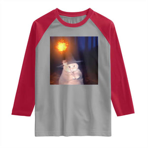 Wizard Cat Raglan Shirt Weird Funny Retro Halloween Orange Cat Meme TS10 Sport Gray Red Print Your Wear