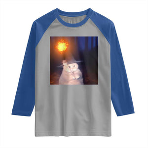 Wizard Cat Raglan Shirt Weird Funny Retro Halloween Orange Cat Meme TS10 Sport Gray Royal Print Your Wear