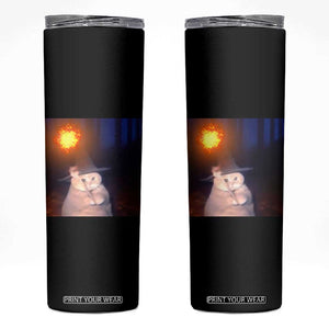 Wizard Cat Skinny Tumbler Weird Funny Retro Halloween Orange Cat Meme TS10 Black Print Your Wear