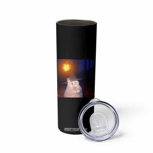 Wizard Cat Skinny Tumbler Weird Funny Retro Halloween Orange Cat Meme TS10 Print Your Wear