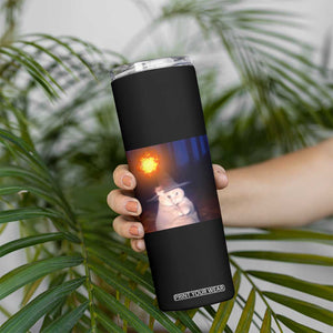 Wizard Cat Skinny Tumbler Weird Funny Retro Halloween Orange Cat Meme TS10 Print Your Wear