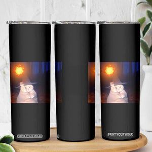 Wizard Cat Skinny Tumbler Weird Funny Retro Halloween Orange Cat Meme TS10 Print Your Wear