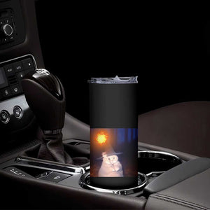 Wizard Cat Skinny Tumbler Weird Funny Retro Halloween Orange Cat Meme TS10 Print Your Wear