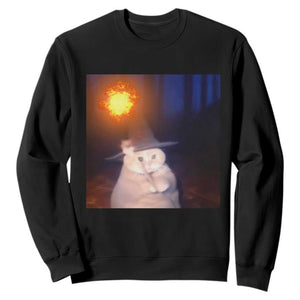 Wizard Cat Sweatshirt Weird Funny Retro Halloween Orange Cat Meme TS10 Black Print Your Wear
