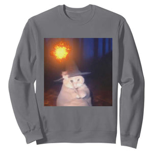 Wizard Cat Sweatshirt Weird Funny Retro Halloween Orange Cat Meme TS10 Charcoal Print Your Wear