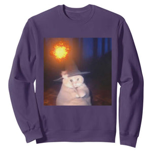 Wizard Cat Sweatshirt Weird Funny Retro Halloween Orange Cat Meme TS10 Purple Print Your Wear
