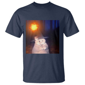 Wizard Cat T Shirt Weird Funny Retro Halloween Orange Cat Meme TS10 Navy Print Your Wear