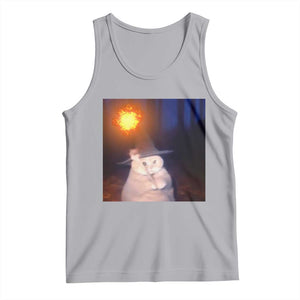 Wizard Cat Tank Top Weird Funny Retro Halloween Orange Cat Meme TS10 Athletic Heather Print Your Wear