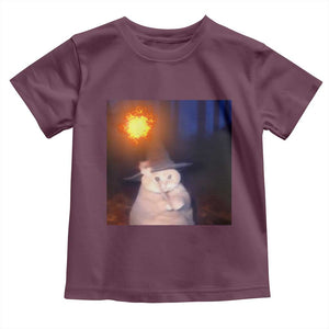 Wizard Cat Toddler T Shirt Weird Funny Retro Halloween Orange Cat Meme TS10 Maroon Print Your Wear