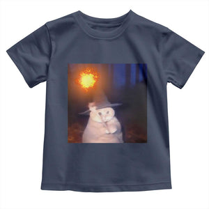 Wizard Cat Toddler T Shirt Weird Funny Retro Halloween Orange Cat Meme TS10 Navy Print Your Wear