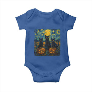 Cat Starry Night Baby Onesie Funny Cat Lover Gifts Halloween Van Gogh TS10 Royal Blue Print Your Wear