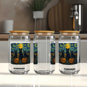 Cat Starry Night Glass Can Funny Cat Lover Gifts Halloween Van Gogh TS10 Print Your Wear