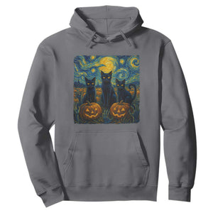 Cat Starry Night Hoodie Funny Cat Lover Gifts Halloween Van Gogh TS10 Charcoal Print Your Wear