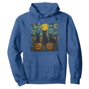 Cat Starry Night Hoodie Funny Cat Lover Gifts Halloween Van Gogh TS10 Royal Blue Print Your Wear