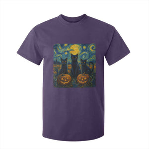 Cat Starry Night T Shirt For Kid Funny Cat Lover Gifts Halloween Van Gogh TS10 Purple Print Your Wear