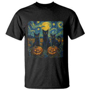 Cat Starry Night T Shirt Funny Cat Lover Gifts Halloween Van Gogh TS10 Black Print Your Wear