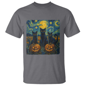 Cat Starry Night T Shirt Funny Cat Lover Gifts Halloween Van Gogh TS10 Charcoal Print Your Wear