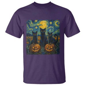 Cat Starry Night T Shirt Funny Cat Lover Gifts Halloween Van Gogh TS10 Purple Print Your Wear