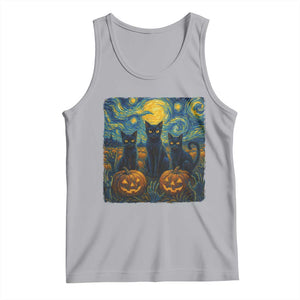 Cat Starry Night Tank Top Funny Cat Lover Gifts Halloween Van Gogh TS10 Athletic Heather Print Your Wear
