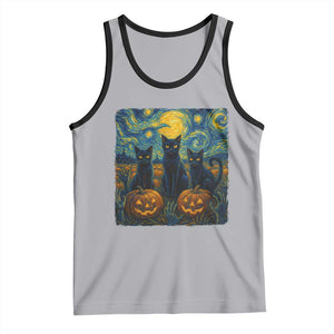 Cat Starry Night Tank Top Funny Cat Lover Gifts Halloween Van Gogh TS10 Athletic Heather Black Print Your Wear