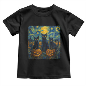 Cat Starry Night Toddler T Shirt Funny Cat Lover Gifts Halloween Van Gogh TS10 Black Print Your Wear
