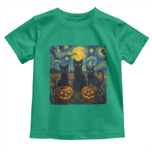 Cat Starry Night Toddler T Shirt Funny Cat Lover Gifts Halloween Van Gogh TS10 Irish Green Print Your Wear