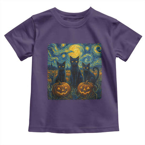 Cat Starry Night Toddler T Shirt Funny Cat Lover Gifts Halloween Van Gogh TS10 Purple Print Your Wear