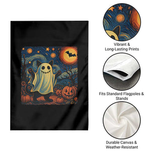Funny Halloween Ghost Cat Garden Flag Starry Night Van Gogh Cat Lover Gifts TS10 Print Your Wear