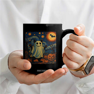 Funny Halloween Ghost Cat Coffee Mug Starry Night Van Gogh Cat Lover Gifts TS10 Print Your Wear