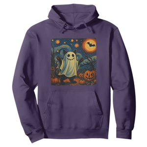 Funny Halloween Ghost Cat Hoodie Starry Night Van Gogh Cat Lover Gifts TS10 Purple Print Your Wear