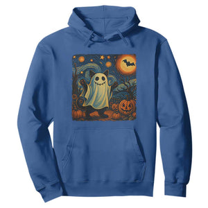 Funny Halloween Ghost Cat Hoodie Starry Night Van Gogh Cat Lover Gifts TS10 Royal Blue Print Your Wear