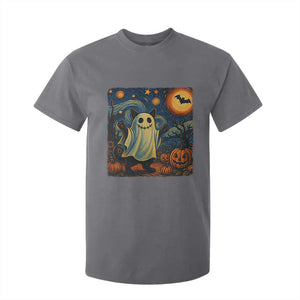 Funny Halloween Ghost Cat T Shirt For Kid Starry Night Van Gogh Cat Lover Gifts TS10 Charcoal Print Your Wear