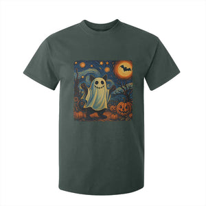Funny Halloween Ghost Cat T Shirt For Kid Starry Night Van Gogh Cat Lover Gifts TS10 Dark Forest Green Print Your Wear