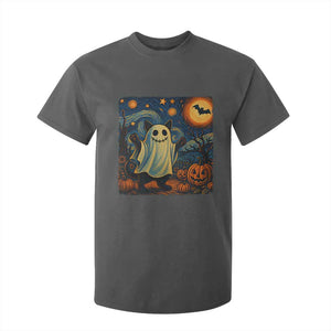 Funny Halloween Ghost Cat T Shirt For Kid Starry Night Van Gogh Cat Lover Gifts TS10 Dark Heather Print Your Wear