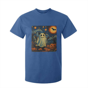 Funny Halloween Ghost Cat T Shirt For Kid Starry Night Van Gogh Cat Lover Gifts TS10 Royal Blue Print Your Wear
