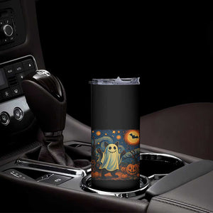 Funny Halloween Ghost Cat Skinny Tumbler Starry Night Van Gogh Cat Lover Gifts TS10 Print Your Wear