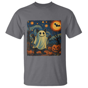 Funny Halloween Ghost Cat T Shirt Starry Night Van Gogh Cat Lover Gifts TS10 Charcoal Print Your Wear