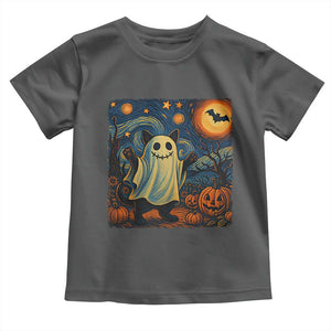 Funny Halloween Ghost Cat Toddler T Shirt Starry Night Van Gogh Cat Lover Gifts TS10 Dark Heather Print Your Wear