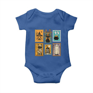 Black Cat Pumpkin Baby Onesie Retro Halloween Ghots Cat Stamp TS10 Royal Blue Print Your Wear