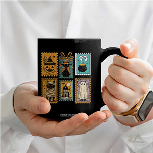 Black Cat Pumpkin Coffee Mug Retro Halloween Ghots Cat Stamp TS10 Print Your Wear