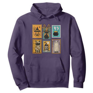 Black Cat Pumpkin Hoodie Retro Halloween Ghots Cat Stamp TS10 Purple Print Your Wear