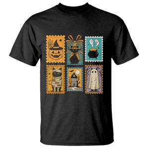 Black Cat Pumpkin T Shirt Retro Halloween Ghots Cat Stamp TS10 Black Print Your Wear
