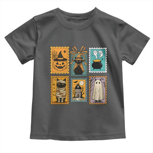 Black Cat Pumpkin Toddler T Shirt Retro Halloween Ghots Cat Stamp TS10 Dark Heather Print Your Wear